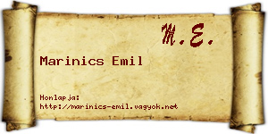 Marinics Emil névjegykártya