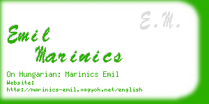 emil marinics business card